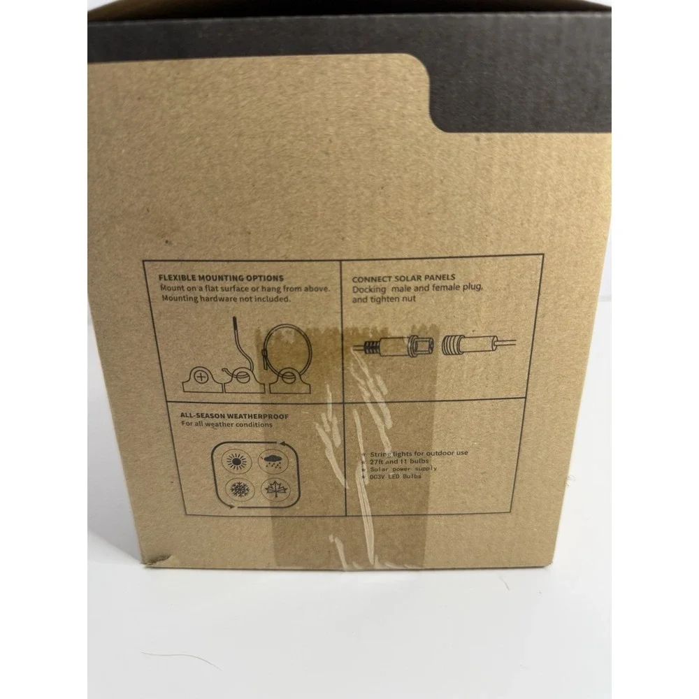 27ft Solar Outdoor String Lights NEW - Picture 4 of 7